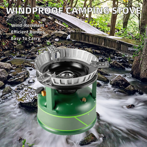 Réchaud de camping portable <span class=keywords><strong>à</strong></span> essence en acier haute performance, coupe-vent, style simple et automatique pour la randonnée et le camping - Product Image 2