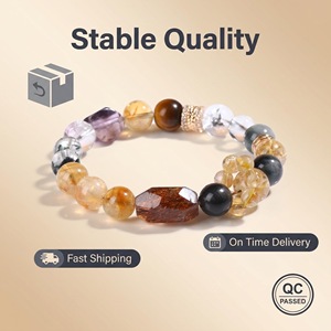 Bracciale Elastico con Perline e Design a Farfalla in Pietre Naturali, con Citrino, Ametista e <span class=keywords><strong>Occhio</strong></span> <span class=keywords><strong>di</strong></span> <span class=keywords><strong>Tigre</strong></span> per Donne - Product Image 1