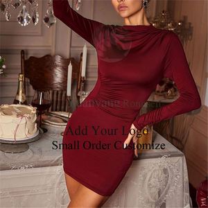 Abito <span class=keywords><strong>marrone</strong></span> cioccolato con scollo a barchetta, <span class=keywords><strong>maniche</strong></span> <span class=keywords><strong>lunghe</strong></span> e arricciature - Product Image 5