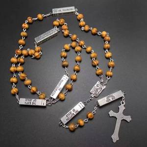 6*7mm di pineta rotonda rosario cattolico collana con cinque misteri antico argento Fatima centro e croce di gesì - Product Image 1
