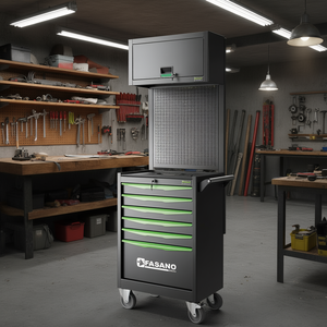 Fasano Tools Tool Cabinet 6 <b>Drawer</b> Rolling Storage With Pegboard Organizer For <b>Workshop</b> Use - Product Image 3