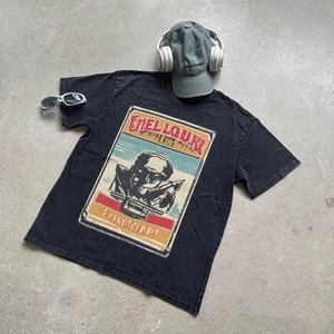 T-shirt imprimé 100 % coton pour homme style streetwear - Lavage vintage, design personnalisé, respirant, anti-boulochage, tendance - Product Image 1