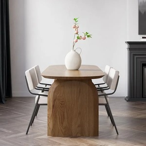Juego de <span class=keywords><strong>Mesa</strong></span> de Comedor Ovalada de Madera Maciza de Estilo Nórdico Moderno, <span class=keywords><strong>Mesa</strong></span> de Comedor de Madera para 6 Personas con 4 Sillas, Muebles de Comedor OEM - Product Image 3