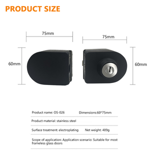 Hai Mặt Thép Không Gỉ Màu Đen Kẽm Xi Lanh Khóa Cửa Với 3 Phím Kính Để Núm Thủy Tinh Cho 8-10 Mm Cửa Kính - Product Image 4