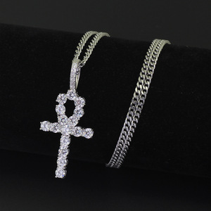 RQ-Colgante de Cruz de Hip Hop para hombres, joyería de oro Ankh Iced Out, agente al por mayor, collar cruzado - Product Image 5