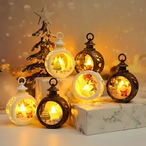 Lámpara de viento Retro Para decoración del hogar, luz LED de Papá Noel y muñeco de nieve para Año Nuevo, regalo de Navidad para niños, 2023, 2022