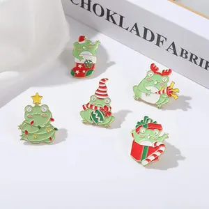 Épingles en émail personnalisées de Noël mignon dessin animé Animal grenouille épinglette en métal créatif Logo Design Souvenir