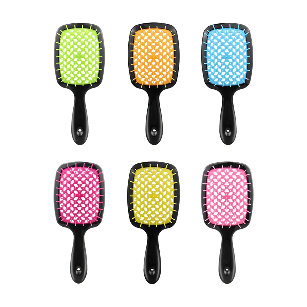 High quality ABS custom logo hot sale candy color grid massage smooth hair comb detangling hair brush