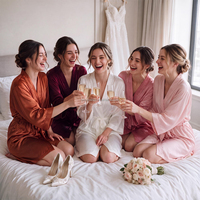 Robe courte d'été pour femme en satin de soie mat à motif uni, taille élastique, pour mariée, tenue de nuit, de matin, de fête, peignoir, robe de demoiselle d'honneur