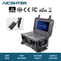 Terminal de Commande Robuste Personnalisable avec E/S, Écran 15,6 Pouces, Station de Travail Portable sur Chariot, Noir, 2 Ports COM RS485, Scellé IP65