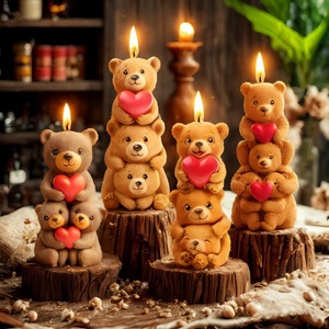 DIY Cartoon Bear Sculpting Mold Plush Bear Shaped Scented Candle Valentine'S Day Craft Kit - Product Image 1