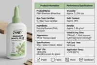 Colle blanche PINIX 30g-500g, colle PVA, colle pour l'école et l'artisanat, lavable, non toxique, pour papier, bois, enfants, art, bouteille, vente en gros, usine, OEM