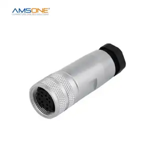 AMSONE Factory Supplier Female Male IP67 Waterproof M16 12 14 16 19 Pin A B Code Straight Field Assembly Circular Connector