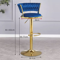 Chaises de bar en velours confortables à dossier haut, réglables en hauteur, durables, de qualité commerciale, vente en gros, mode de luxe, pour bar à domicile
