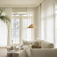 Rideaux de Salon Modernes 100% Lin Voilage Transparent Plissé pour Chambre à Coucher et Salon Luxe