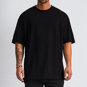Camisetas de gran tamaño de algodón 100% para hombre, camisetas informales sueltas de talla grande para gimnasio, camisetas deportivas para camisetas con logotipo personalizado - Product Image 4