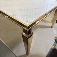 Table de salle à manger rectangulaire pour mariage, 12 places, avec structure en acier inoxydable doré, meubles de salle à manger