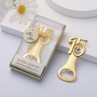 Ouvre-bouteilles dorés pour 15e anniversaire, cadeaux de fête d'anniversaire, souvenirs de mariage, décorations de cadeaux