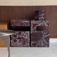 SH STONE Rosa Levanto Table de plinthe latérale en marbre marbre naturel Design meubles de maison Table multicolore pilier en pierre de luxe Marmol