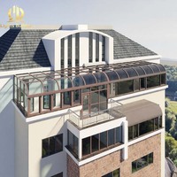 Villa Moderna con Techo Curvo para las Cuatro Estaciones, Solárium Exterior con Doble Vidrio Templado de Baja Emisividad