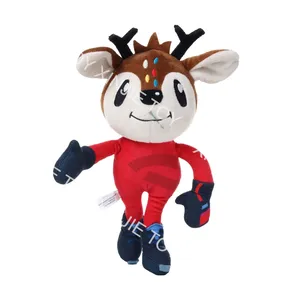 Cadeaux de noël jouets elk de noël en peluche personnalisé, jouet de mascotte Elk rouge debout, jouet de mascotte en peluche personnalisé, jouet d'athlète en mousse