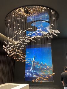 SANXIANG luxe personnalisé ingénierie <span class=keywords><strong>plume</strong></span> suspendu plafonnier lampe intérieur maison hôtel personnalisé moderne lustre en cristal - Product Image 2