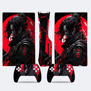 Autocollant en vinyle pour Ps5 Slim, housse de protection pour contrôleur de console de jeu, Design rouge et noir - Product Image 1