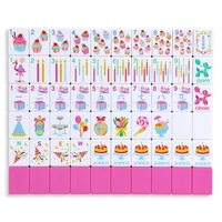 Jeu de Mahjong américain, 160 tuiles roses, en mélamine à 2 couches, thème Joyeux Anniversaire Américain, pour fête de fin d'année