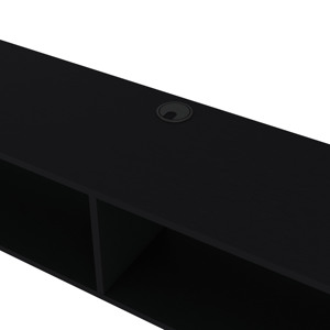Floating Media Rack In Melamine With Two Shelves Black <b>Storage</b> Shelf <b>Unit</b> - Product Image 6