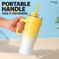 Gobelet isotherme en acier inoxydable de 40 oz à double paroi avec poignée et paille, personnalisable avec logo