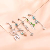 316L Ombilical Nail Conch étoile de mer Nombril Anneaux Nombril Anneau Corps Ventre Piercing Bijoux pour Femmes Plage Ventre Nombril Anneaux