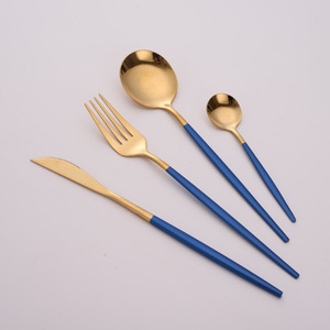 Chất lượng cao xách tay thép không gỉ thiết lập dao kéo chống trượt xử lý vàng thiết kế dao muỗng nĩa Flatware <span class=keywords><strong>Set</strong></span> cho hộ gia đình - Product Image 5