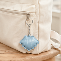 Porte-clés en cuir PU en forme de coquillage mignon, breloque pendentif, accessoire de décoration de sac DIY, porte-clés, cadeau pour femme