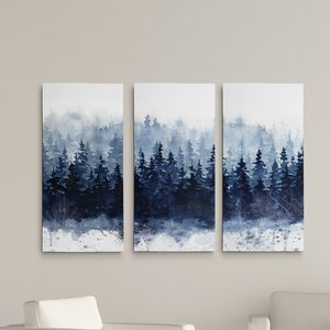 Su misura Paesaggio Natura Rettangolo Orizzontale UN Premio 'Indigo Forest' Pittura Multi-Pezzo <span class=keywords><strong>Immagine</strong></span> Su Tela di Canapa - Product Image 6