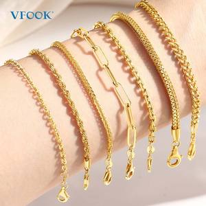 VFOOK Cadena de joyería al por mayor Cable clásico Cadena paralela 18K 14K Collar de oro sólido Hallazgos Cadena para joyería permanente - Product Image 3