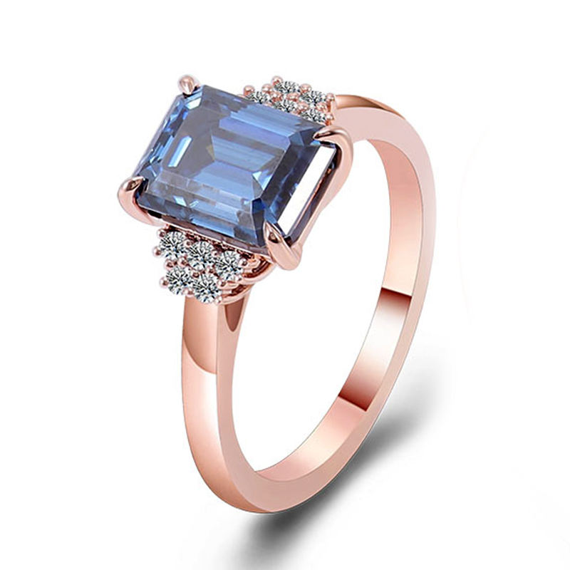 แหวนเพชรโมอิสซาไนต์ 14K โรสโกลด์