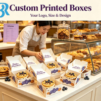 Boîte à biscuits pliante avec logo imprimé sur mesure, résistante à la graisse, en papier recyclable, pour une seule pièce, pour boulangerie