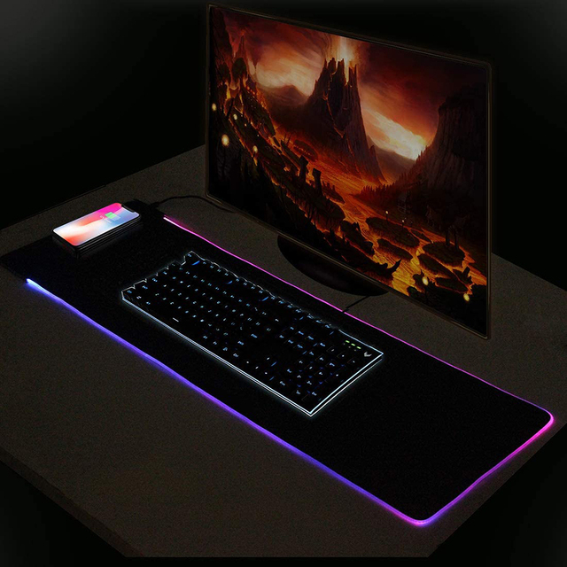 RGB Wireless Charging Gaming Mouse Pad with LED Light Natural Rubber Material Stock Available-Gotodo Brand
