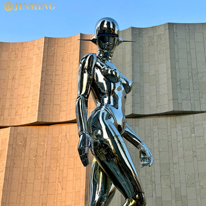 Estatua de Robot femenino personalizada, figura de tecnología futura, <span class=keywords><strong>esculturas</strong></span> de acero inoxidable para decoración artística, artesanías de Metal - Product Image 4