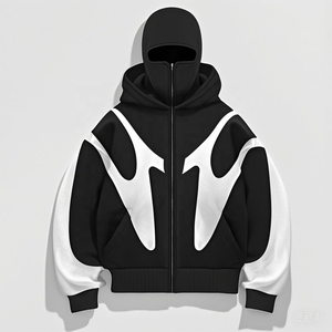 Venta al por mayor de ropa de fábrica con logotipo personalizado de alta calidad ropa de calle de moda todo-fósforo Loose Fit Zip up chaqueta de invierno para los hombres - Product Image 2