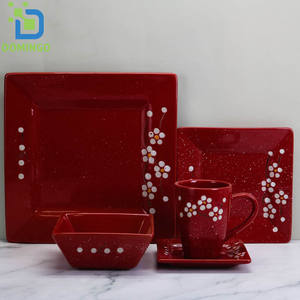 Set di 30 Ciotole Quadrate Rosse in Ceramica Smaltata, Senza BPA, Ecologiche, Monouso, Leggere, Stile Occidentale, per Campeggio, <span class=keywords><strong>Casa</strong></span>, Matrimoni - Product Image 2