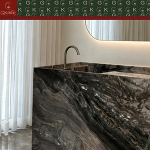 <span class=keywords><strong>Lavabo</strong></span> de Mármol Negro Tallado con Vetas Blancas GOLDKING, Diseño de Lujo, Columna Redonda de Piedra Sólida y <span class=keywords><strong>Lavabo</strong></span> de Pared OEM - Product Image 6