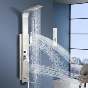 Dusch paneel Badezimmer Wand montage Edelstahl Wasserfall Dusch säule Set Turm Massage Jet Dusch paneele panneau de douche