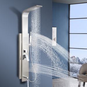 Panel Pancuran dinding baja tahan karat pegangan ganda Set kolom air terjun dengan Jet & pijat kamar mandi Panneau De <span class=keywords><strong>Douche</strong></span> - Product Image 1