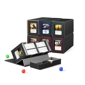 Boîte magnétique double fenêtre pour cartes avec tiroir à dés, capacité de 260+ cartes, étui de rangement double deck pour cartes TCG MTG Commander <span class=keywords><strong>Pokémon</strong></span> - Product Image 1