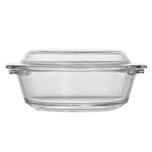 Large Capacity Microwave Oven Safety Round Oval High Borosilicate Glass Baking Dishes with Glass Bowl Lid