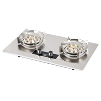 Table de cuisson à gaz encastrable en acier inoxydable à 2 brûleurs, 9 cavités, haute puissance avec fonction minuterie, pour gaz naturel domestique