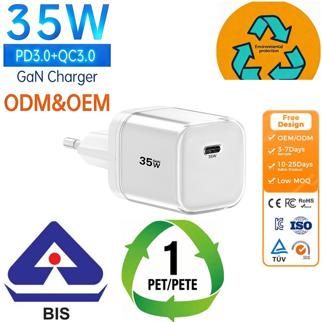 Tommox Factory Original 35W Fast Charger Type C GRS PD QC PPS USB Adaptor Universal Portable GaN Mini Traveller Mobile Charger