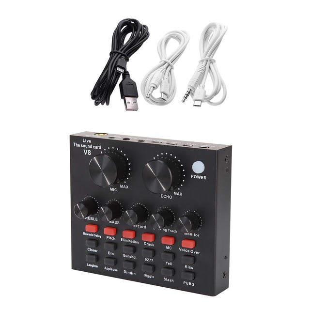 V8 USB 5.0 Audio Sound Card USB External Headset Microphone Webcast Live Broadcast Sound Card V8 Sound Card