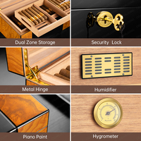 CIGARLOONG Humidor à cigares cubain de luxe portable en bois de cèdre personnalisé, boîte à cigares en bois, pièces détachées